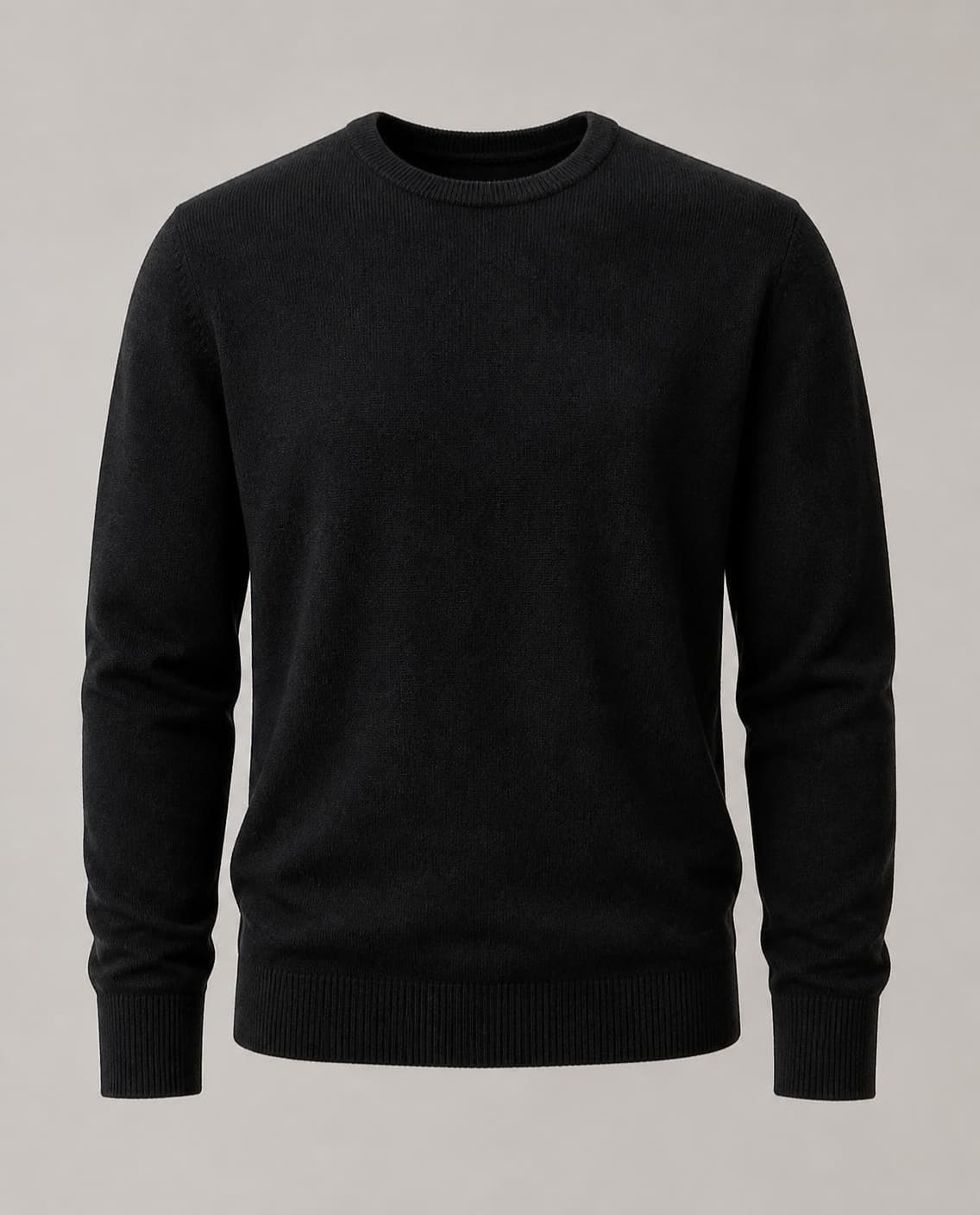 A black crew-neck knit (a generated photo)