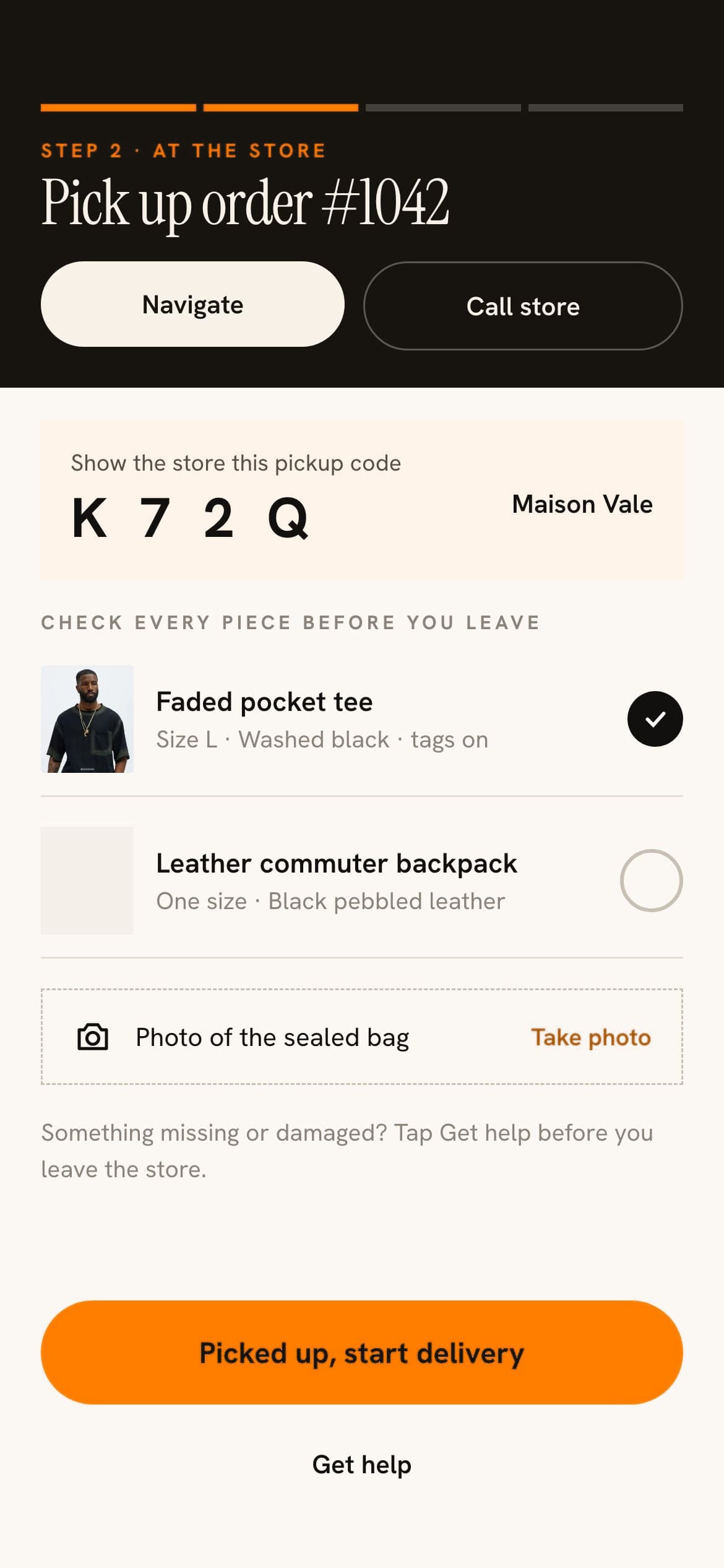 The pickup: the Shophr driver app